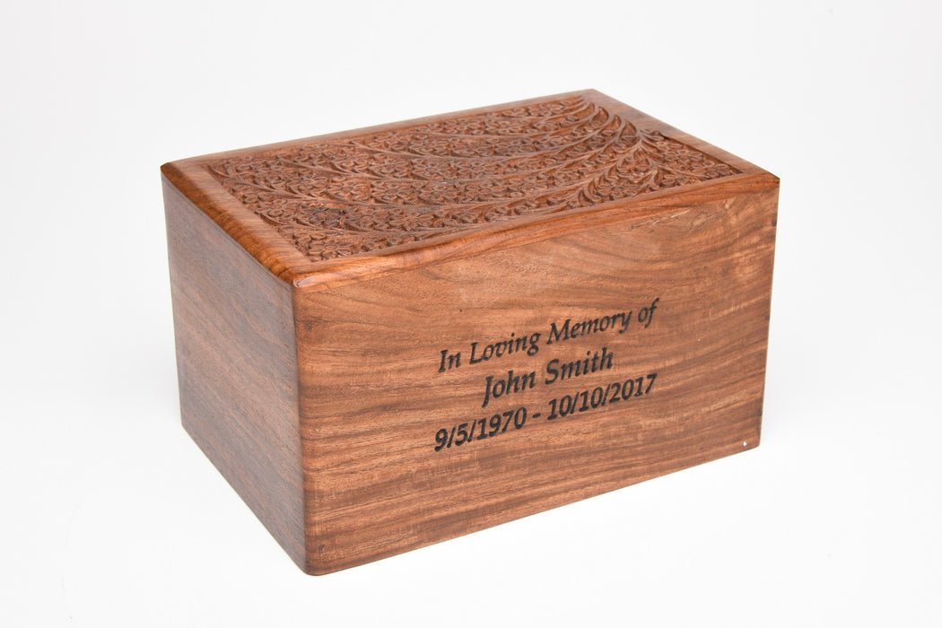 Rosewood Urn with Hand-Carved Tree of Life Design – TC Size-Cremation Urns-Bogati-Afterlife Essentials