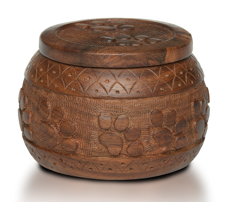 Rosewood “Paw Pot” Urn with Hand-Carved Paw Prints – RW-WA0027-Cremation Urns-Bogati-Afterlife Essentials