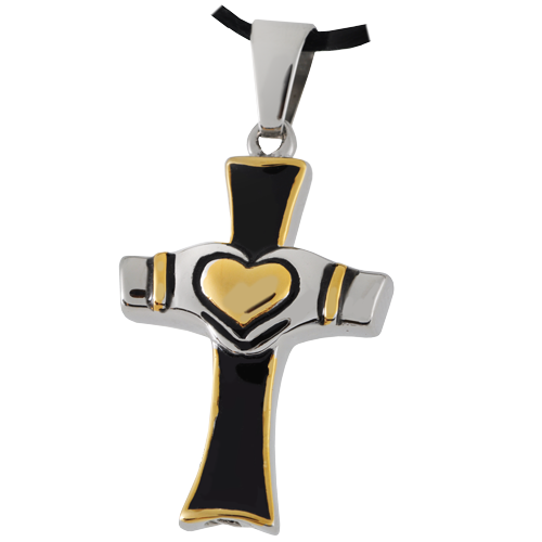 Premium Stainless Steel Claddagh Cross Two - Tone Cremation Jewelry-Jewelry-New Memorials-Afterlife Essentials