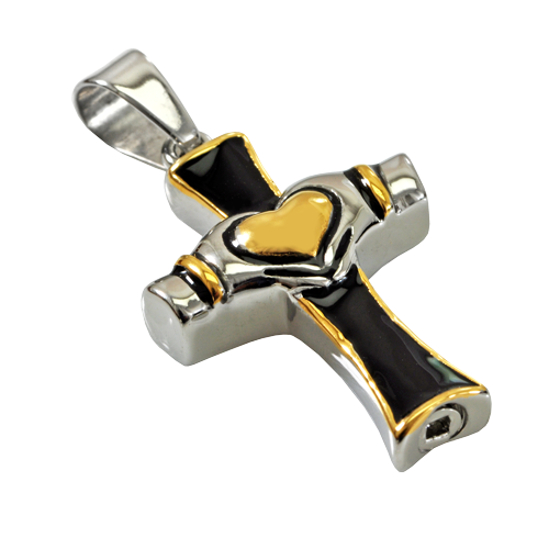 Premium Stainless Steel Claddagh Cross Two - Tone Cremation Jewelry-Jewelry-New Memorials-Afterlife Essentials