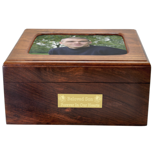 Memory Chest Wood Box Urn With Photo Window 180 cu in Cremation Urn-Cremation Urns-New Memorials-Afterlife Essentials