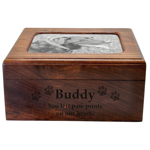 Memory Chest Wood Box With Photo Window Dog Pet Cremation Urn-Cremation Urns-New Memorials-Afterlife Essentials
