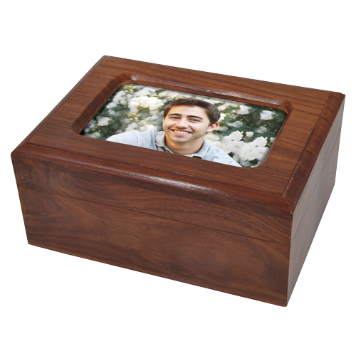 Memory Slider Wood Box With Photo Window 80 cu in Cremation Urn-Cremation Urns-New Memorials-Afterlife Essentials