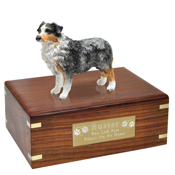Australian Shepherd Blue Pet Wood Cremation Urn-Cremation Urns-New Memorials-Afterlife Essentials