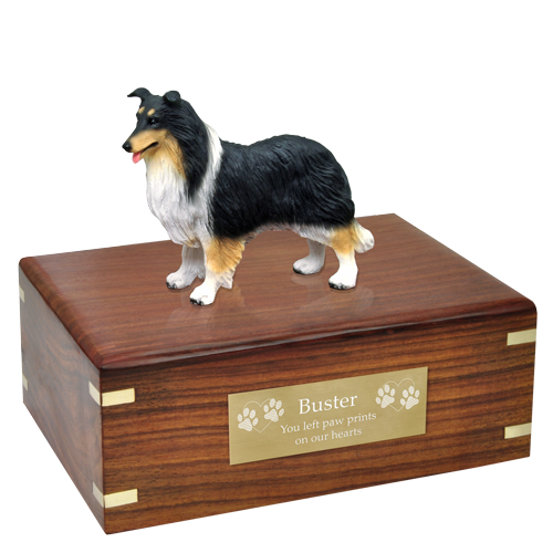 Border Collie Tricolor Pet Wood Cremation Urn-Cremation Urns-New Memorials-Afterlife Essentials