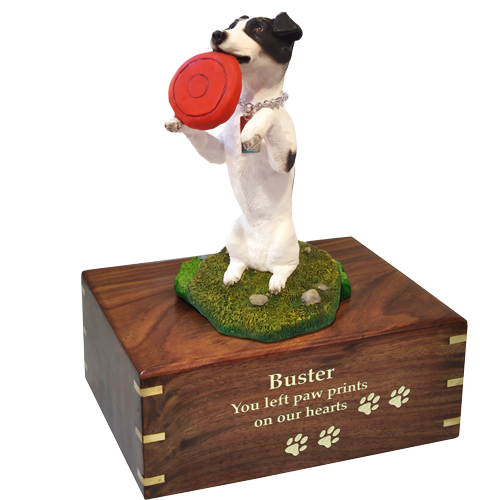 Jack Russell Terrier Playful Black and White Pet Wood Cremation Urn-Cremation Urns-New Memorials-Afterlife Essentials