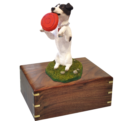 Jack Russell Terrier Playful Black and White Pet Wood Cremation Urn-Cremation Urns-New Memorials-Afterlife Essentials