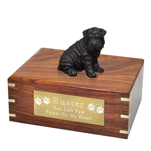 Shar Pei Black Pet Wood Cremation Urn-Cremation Urns-New Memorials-Afterlife Essentials