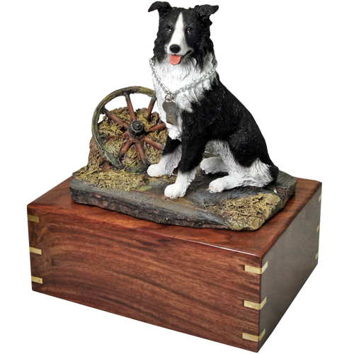Border Collie Sitting Pet Wood Cremation Urn-Cremation Urns-New Memorials-Afterlife Essentials