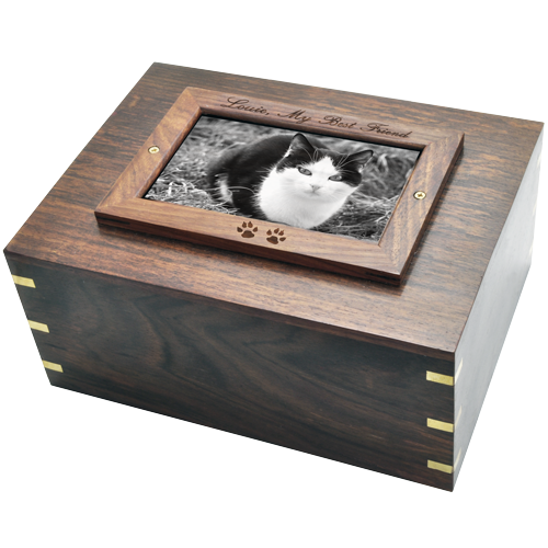 Perfect Wood Box Photo Frame Cat Pet 185 cu in Cremation Urn-Cremation Urns-New Memorials-Afterlife Essentials