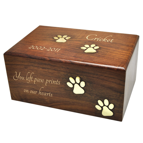 Paw Prints Wood Urn Pet Urns — Afterlife Essentials