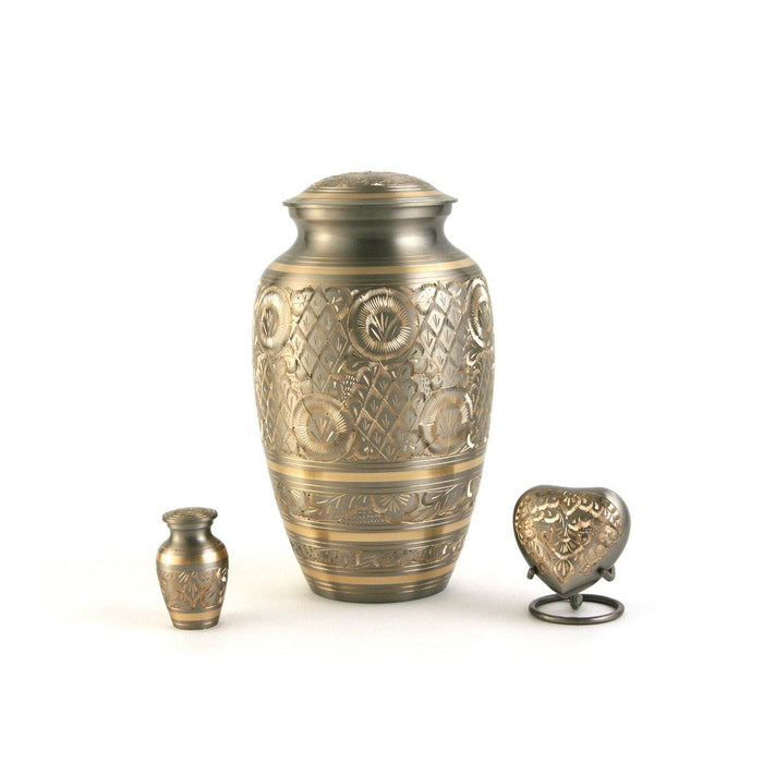 Classic Engraved Platinum 6 Keepsake Set with velvet box Cremation Urn-Cremation Urns-Terrybear-Afterlife Essentials