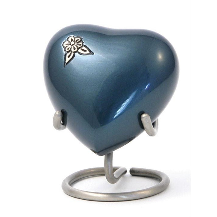 Artisan Indigo Heart Keepsake with velvet box Cremation Urn-Cremation Urns-Terrybear-Afterlife Essentials