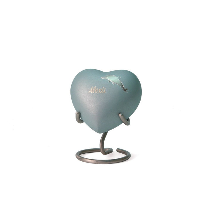 Aria Dolphin Heart Keepsake with velvet box Cremation Urn-Cremation Urns-Terrybear-Afterlife Essentials