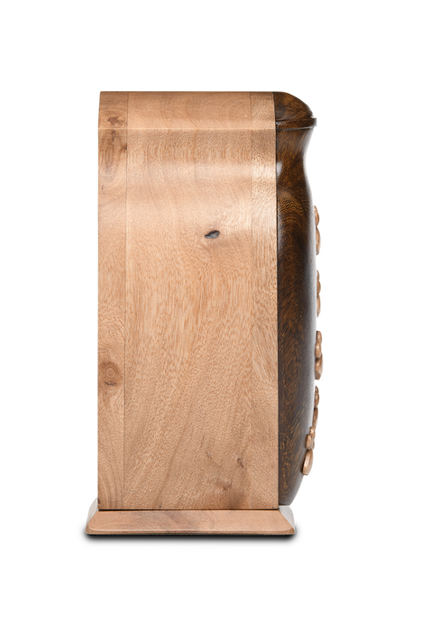 Black Walnut and Beech Woods Pet Urn with Five Paws 40cu-Cremation Urns-Bogati-Afterlife Essentials