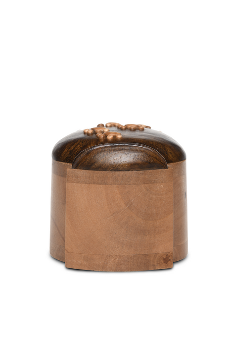Black Walnut and Beech Woods Pet Urn with Five Paws 40cu-Cremation Urns-Bogati-Afterlife Essentials