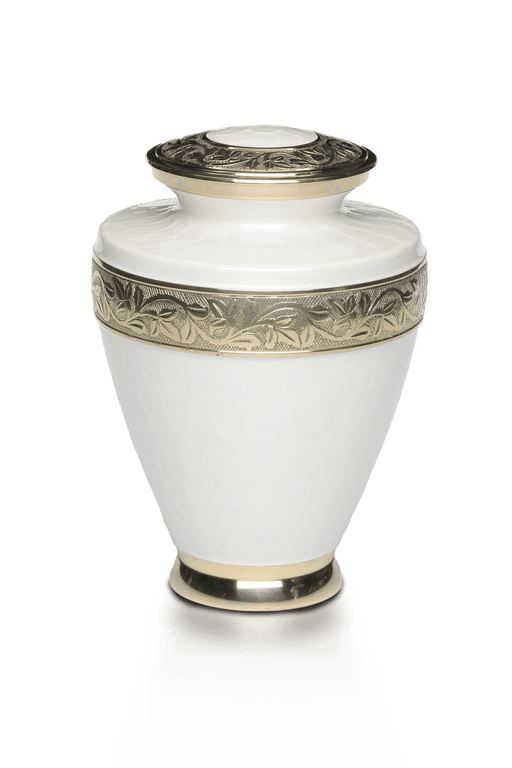 Brass Urn – Adult – 1964-A-WHITE-Cremation Urns-Bogati-Afterlife Essentials