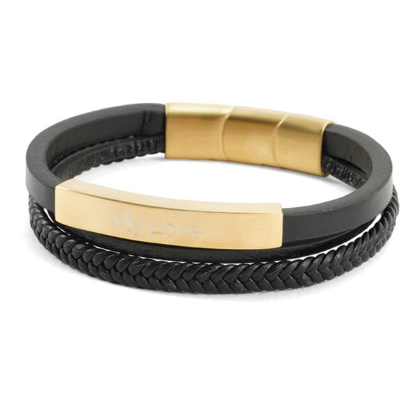 Bronze/Black Triple Band Leather Bracelet-Bracelets-Terrybear-Afterlife Essentials