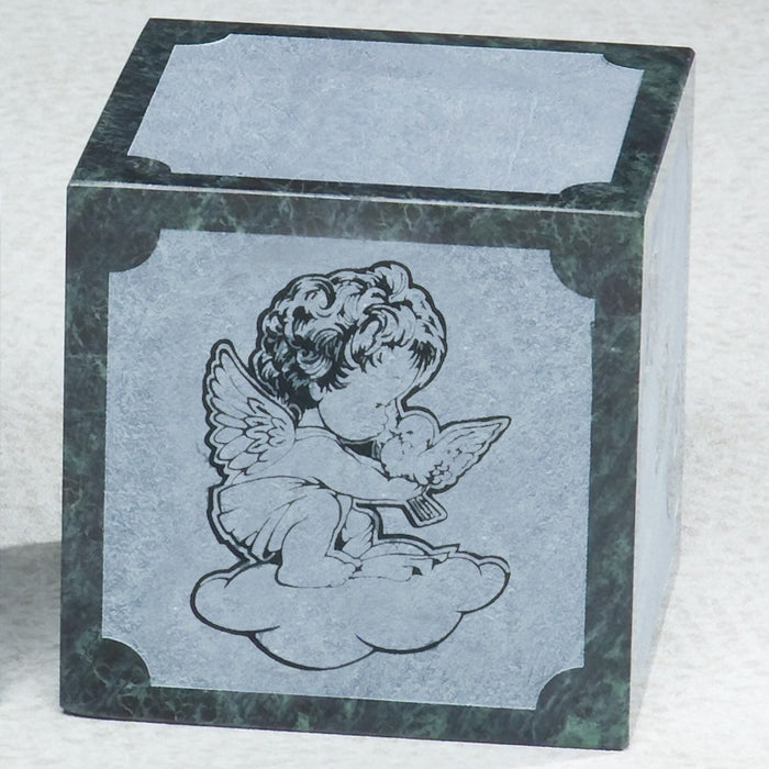 Angel Abc Block Natural Marble Small 20 cu in Cremation Urn-Cremation Urns-Infinity Urns-Green-Afterlife Essentials