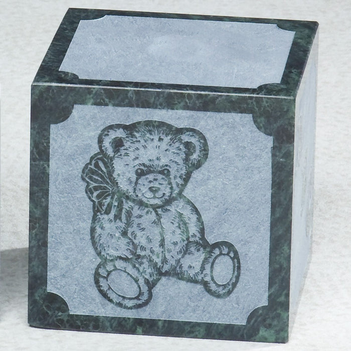 Teddy Bear Green Marble Small 20 cu in Cremation Urn-Cremation Urns-Infinity Urns-Afterlife Essentials