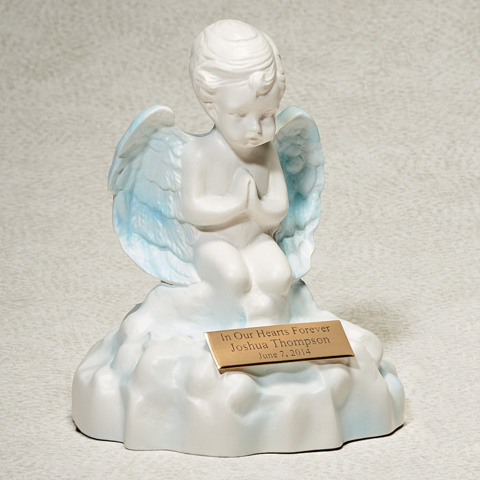 Blue Angel On a Cloud Simulated White Marble Small 20 cu in-Cremation Urns-Infinity Urns-Afterlife Essentials