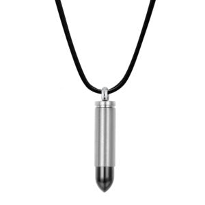 Bullet Cartridge Memorial Necklace Cremation Jewelry-Jewelry-Anavia-Silver-Black-Afterlife Essentials