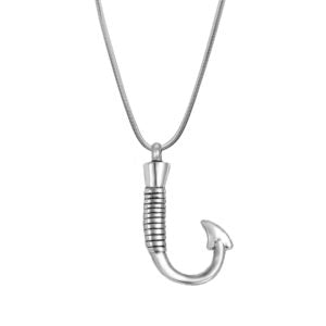 Premium Fishing Hook Memorial Necklace Cremation Jewelry-Jewelry-Anavia-Silver-Afterlife Essentials