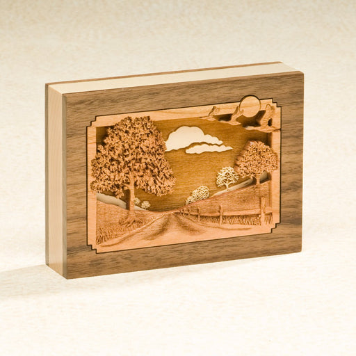 Country Lane Solid Walnut Wood Mini 1 cu in Cremation Urn Keepsake-Cremation Urns-Infinity Urns-Afterlife Essentials