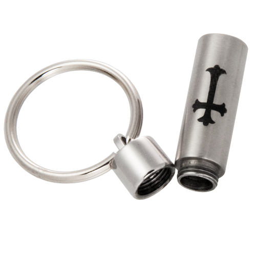 Cylinder With Cross Cremation Keychain-Jewelry-New Memorials-Afterlife Essentials