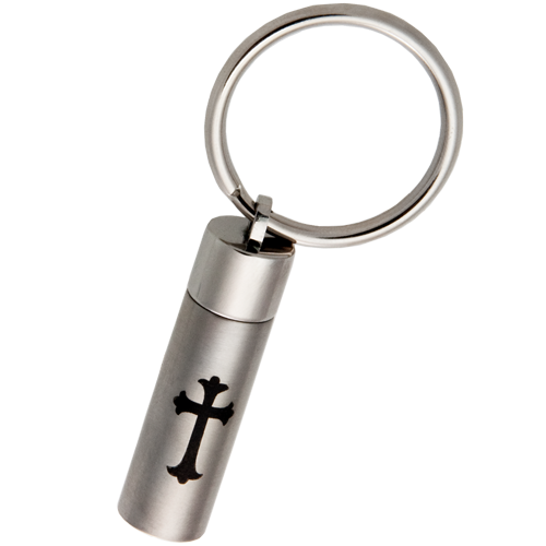 Cylinder With Cross Cremation Keychain-Jewelry-New Memorials-Afterlife Essentials