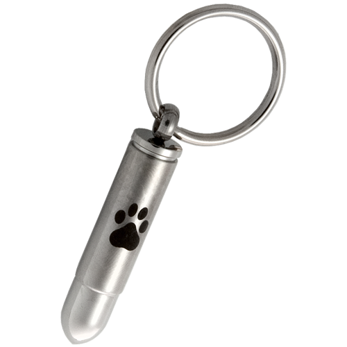 Stainless Steel Bullet With Pawprint Cremation Keychain-Jewelry-New Memorials-Afterlife Essentials