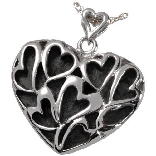 Premium Stainless Steel Heart Of Hearts Cremation Jewelry-Jewelry-New Memorials-Free Black Satin Cord-Afterlife Essentials