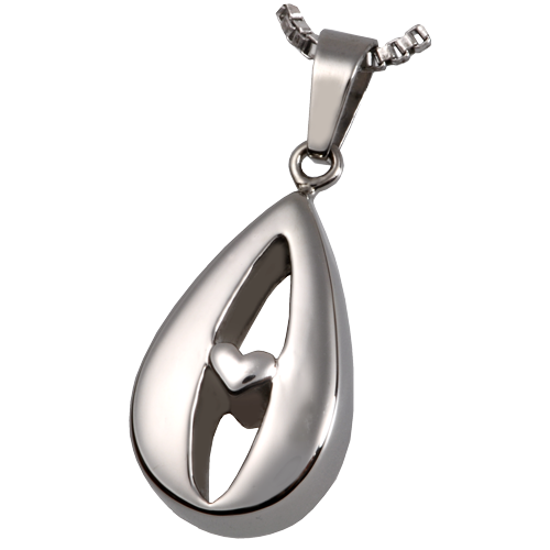 Stainless Steel Tear Of Love Devoted Heart Pendant Cremation Jewelry-Jewelry-New Memorials-Afterlife Essentials
