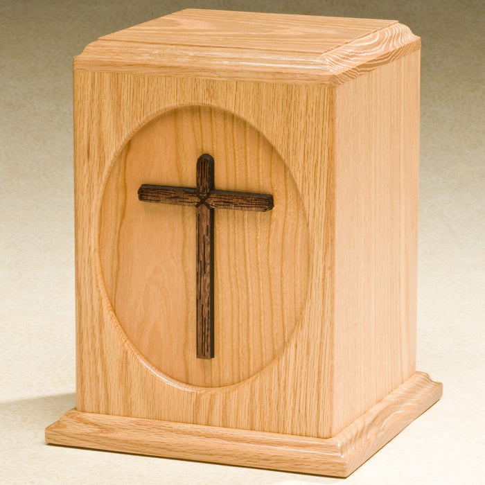 Cross Solid Oak Wood 230 cu in Cremation Urn-Cremation Urns-Infinity Urns-Afterlife Essentials
