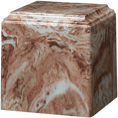 Cube Cultured Marble Adult 280 cu in Cremation Urn-Cremation Urns-Bogati-Cafe Brown-Afterlife Essentials