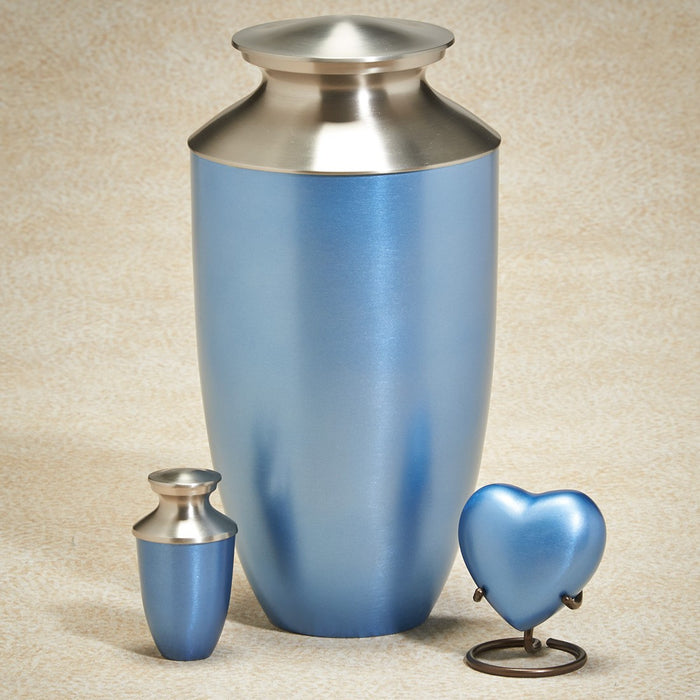 Fall Meadows Series Cornflower Blue Brass 200 cu in Cremation Urn-Cremation Urns-Infinity Urns-Afterlife Essentials