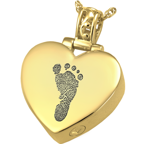 Heart Filigree Bail 1 Footprint Pendant Cremation Jewelry-Jewelry-New Memorials-Afterlife Essentials