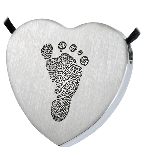 Heart Footprint Pendant Cremation Jewelry-Jewelry-New Memorials-Stainless Steel-No Chamber (flat)-Afterlife Essentials