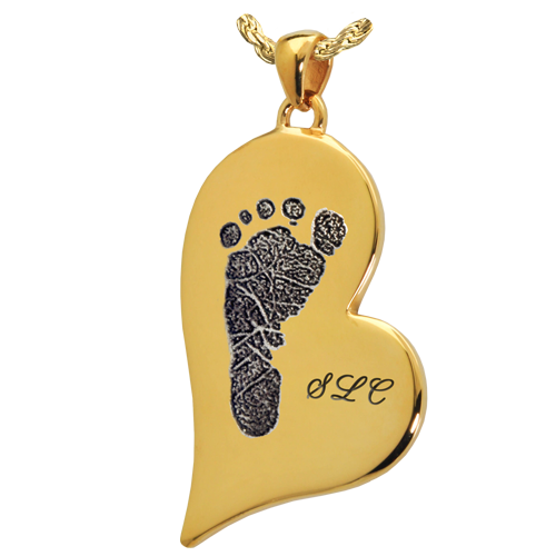 B&B Teardrop Heart Footprint with Name Jewelry-Jewelry-New Memorials-Afterlife Essentials