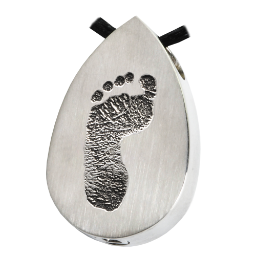 Teardrop Footprint Pendant Cremation Jewelry-Jewelry-New Memorials-Stainless Steel-Chamber (for ashes)-Afterlife Essentials