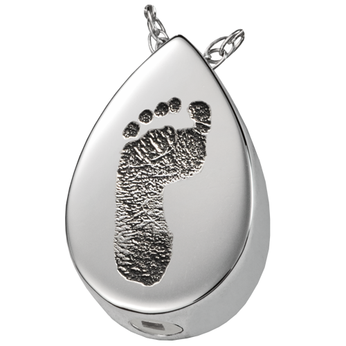 Teardrop Footprint Pendant Cremation Jewelry-Jewelry-New Memorials-925 Sterling Silver-Chamber (for ashes)-Afterlife Essentials