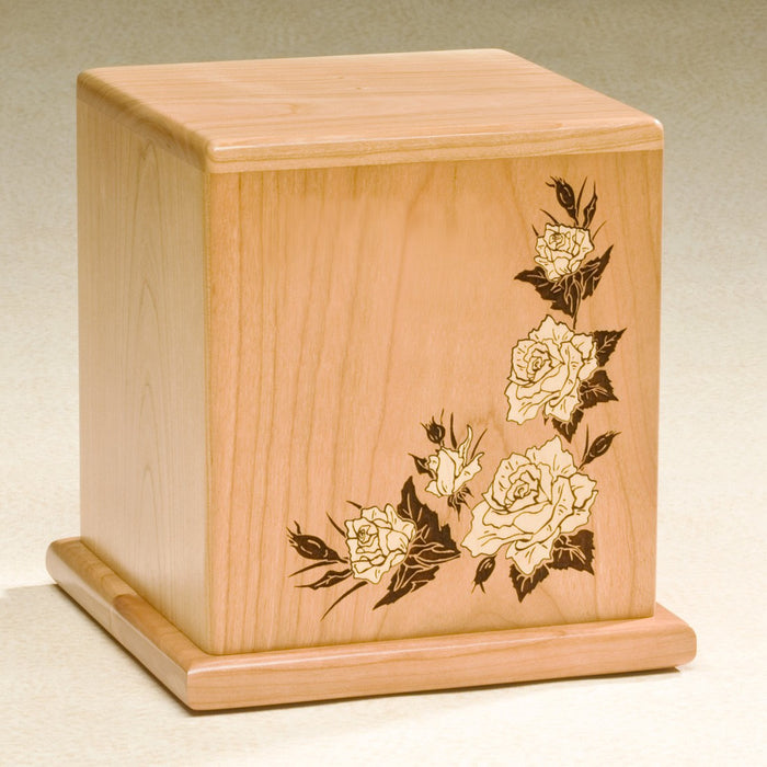 Forever Roses Natural Cherry Wood 210 cu in Cremation Urn-Cremation Urns-Infinity Urns-Afterlife Essentials