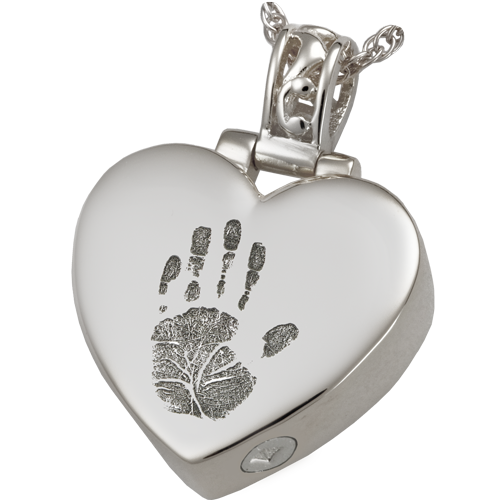 Heart Filigree Bail Handprint Pendant Cremation Jewelry-Jewelry-New Memorials-Afterlife Essentials