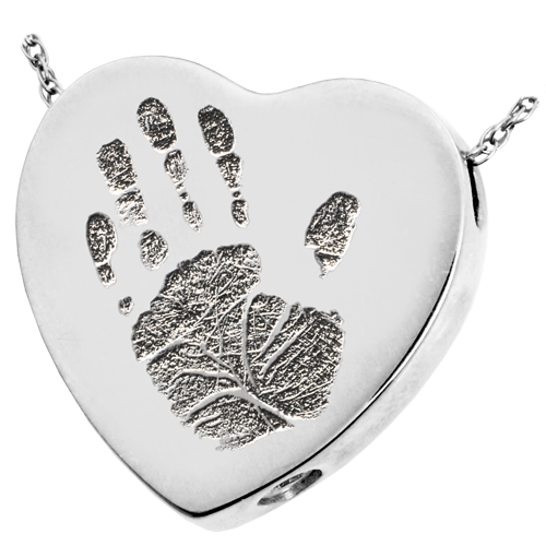 Heart Handprint Pendant Cremation Jewelry-Jewelry-New Memorials-925 Sterling Silver-Chamber (for ashes)-Afterlife Essentials