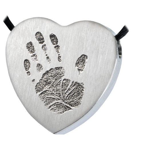Heart Handprint Pendant Cremation Jewelry-Jewelry-New Memorials-Stainless Steel-No Chamber (flat)-Afterlife Essentials