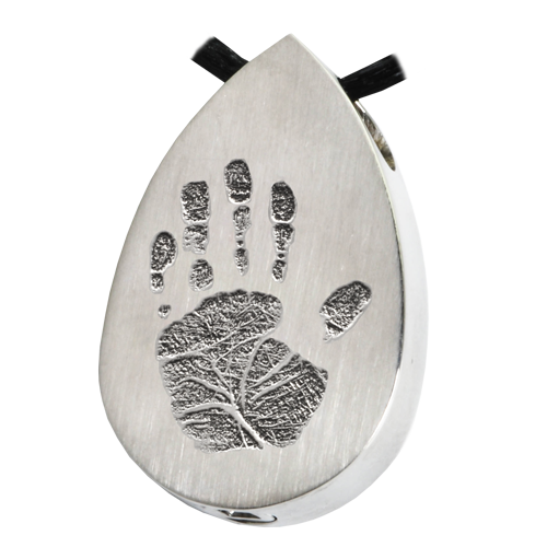 Teardrop Handprint Pendant Cremation Jewelry-Jewelry-New Memorials-Stainless Steel-Chamber (for ashes)-Afterlife Essentials