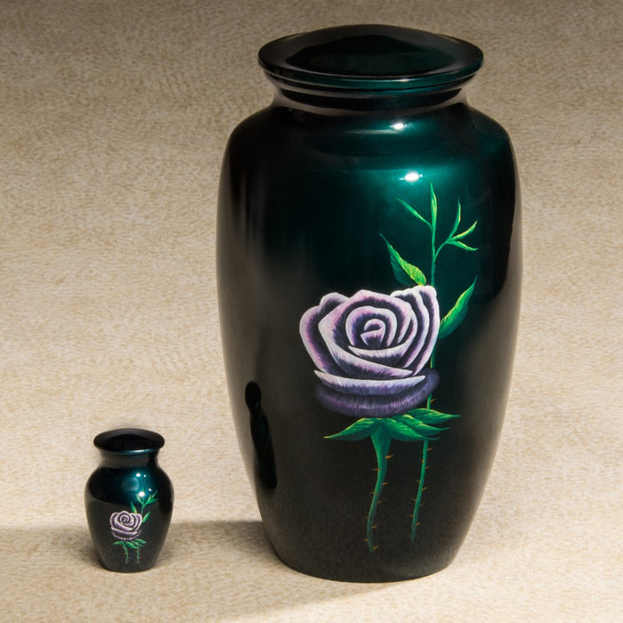 Single Rose Series Teal Hand-Painted 3 cu in Cremation Urn-Cremation Urns-Infinity Urns-Afterlife Essentials
