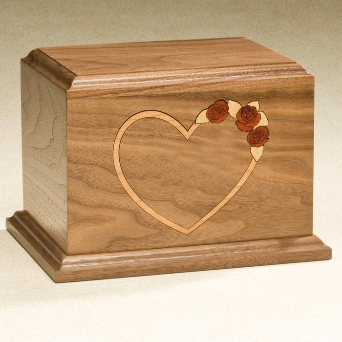 At Home In Our Hearts Series Solid Walnut Wood 200 cu in Cremation Urn-Cremation Urns-Infinity Urns-Afterlife Essentials
