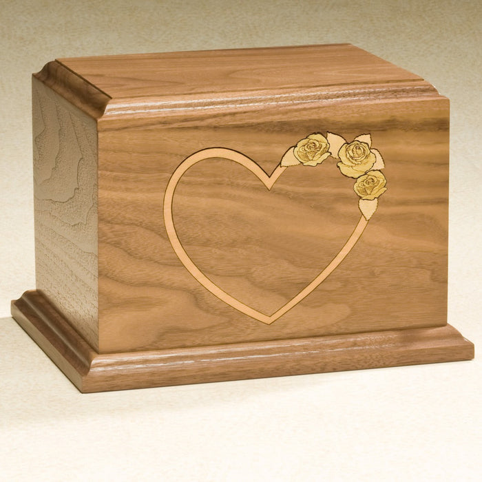 At Home In Our Hearts Series Solid Walnut Wood 200 cu in Cremation Urn-Cremation Urns-Infinity Urns-Afterlife Essentials