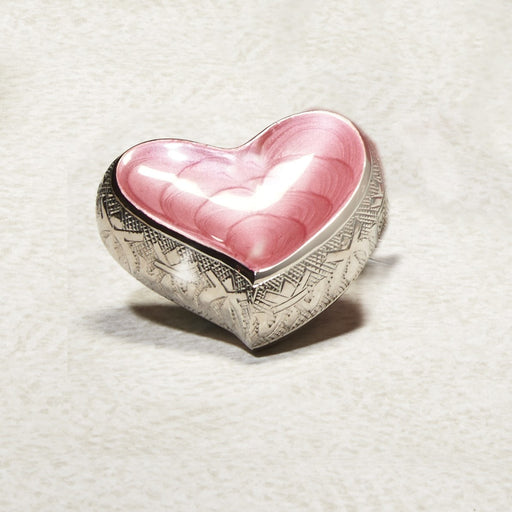 Pink Hugs & Kisses Heart Brass Mini 7 cu in Cremation Urn Keepsake-Cremation Urns-Infinity Urns-Afterlife Essentials